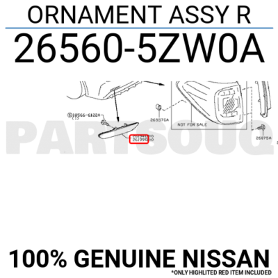 265605ZW0A Genuine Nissan ORNAMENT ASSY R 26560-5ZW0A | eBay