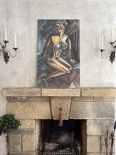 VTG ABSTRACT PAINTING CUBISM 1960'S HORST RARE MODERNISM CUBIST LARGE