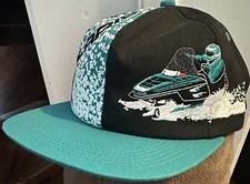 VTG Polaris Hat Cap Snapback K-Products Black/Teal Snowmobile Adjustable CLEAN