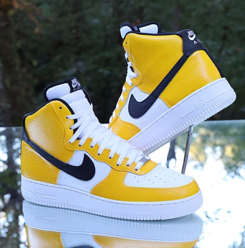 Nike Air Force High Custom Men's Size 14 Tour Yellow White Black