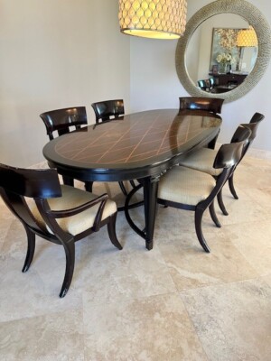 Henredon Barbara Barry Dining Set With Diamond Pattern and Two