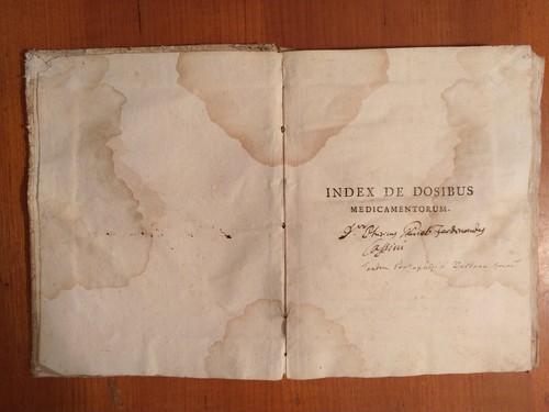 De medicamentorum dosibus Index Parenti Paulus Andreas 1745 Bologna pag. 244 - Foto 2 di 12