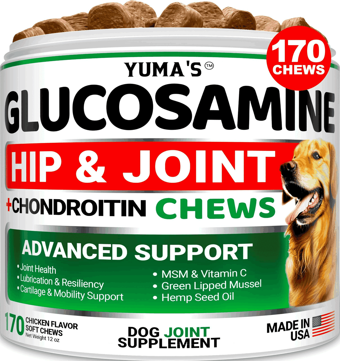 Glucosamine for Dogs Hip and Joint Supplement for Dogs 170 Chews Pain Relief Glucosamine for Dogs Hip and Joint Supplement for Dogs 170 Chews Pain Relief