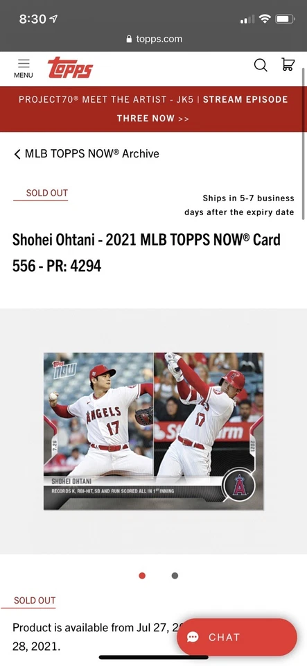 Shohei Ohtani / Joey Votto 2021 MLB TOPPS NOW #556 AND #604 (2 cards) In Hand - Image 4 of 4