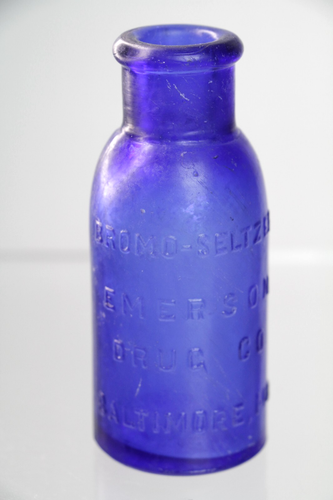 Botella de medicina antigua Bromo-Seltzer Emerson Drug Baltimore vidrio azul cobalto - Imagen 2 de 13