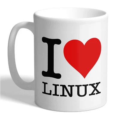 I LOVE LINUX Ceramic Coffee Tea Mug Cup Heart Funny Printed Novelty Gift Idea