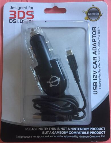 Véritable adaptateur chargeur USB voiture GameOn USB 12V neuf en boîte Nintendo 3DS, DSi, DSiXL - Photo 1/4