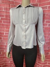 Vintage 80's About Basic Size 66 BUST 36 Women's Gray Top Blouse C