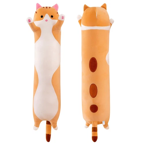 Children's Brown Toy Stuffed Animal Pillow Cat Pillow Soft Plush Long 19" - Picture 6 of 12