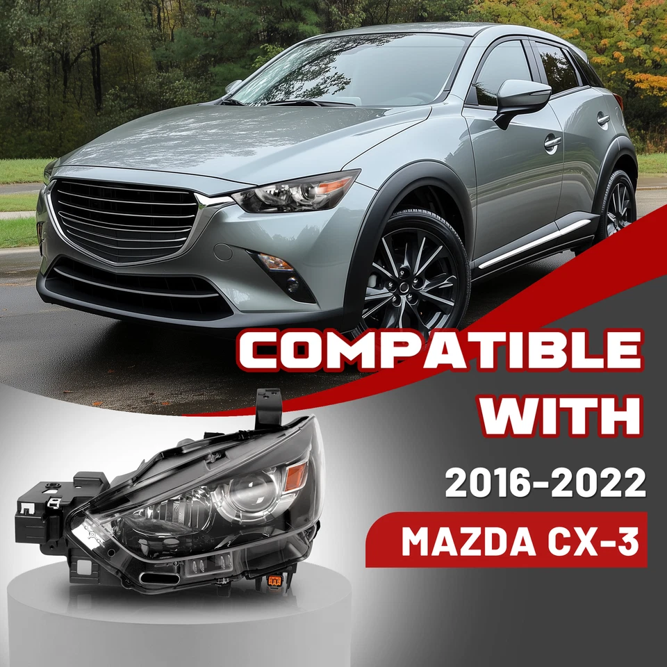 Front Left Driver Side Halogen Headlight W/O LED DRL For Mazda CX-3 CX3 2016-22 Foto 2 de 4