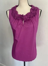 LOFT Women’s Ruffle Peplum Top Sleeveless  Fuchsia Pink Medium