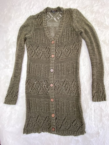 BCBG Max Azria Womens Long Knit Button 