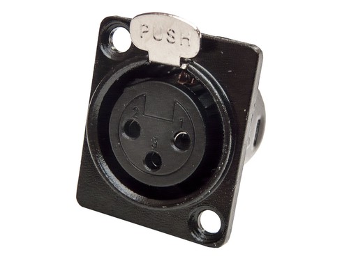 2er Set XLR Einbaubuchse Einbaukupplung-Buchse 3-polig, D-Typ, female, schwarz - Bild 2 von 11