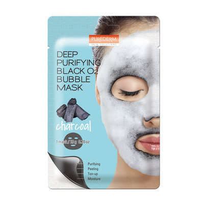 PUREDERM ADS371 Deep Purifying Black O2 Bubble Mask Charcoal 10 maskpack