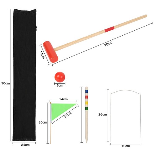 Krocket Holz Spiel Kinder Croquet 4 Spieler Crocket Outdoorspiel Familien Pro - Bild 3 von 10