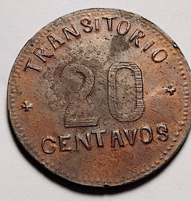 1915 Mexico Revolution Puebla 20 TRANSITORIO centavos scarce 52-372 - Image 3 of 4