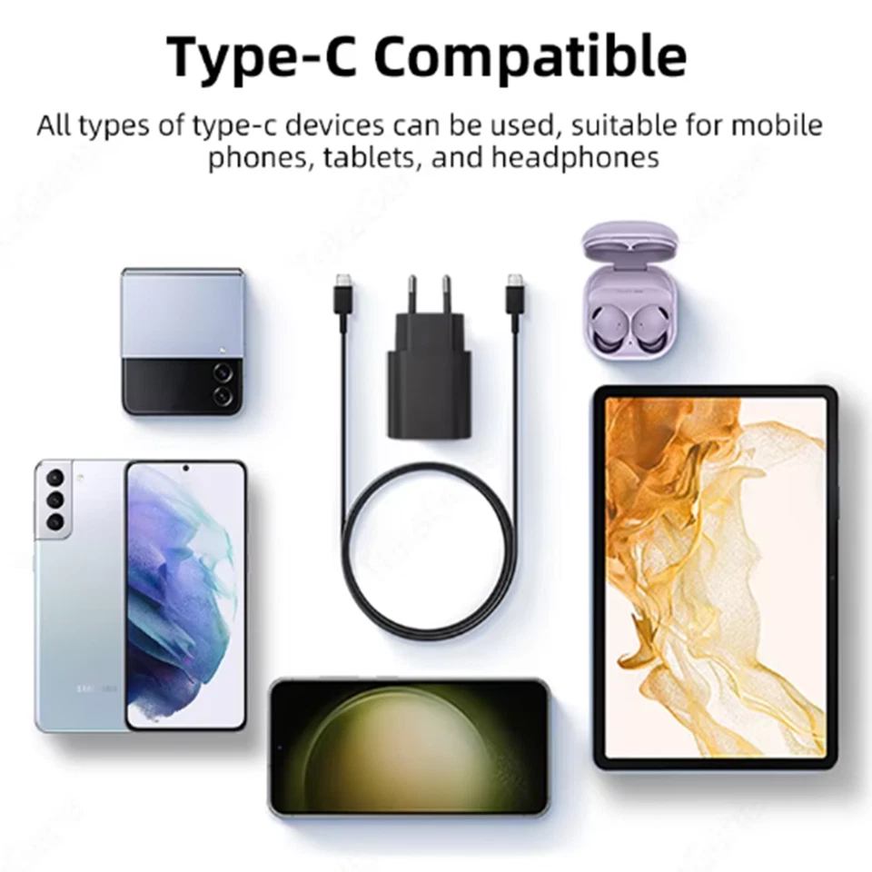 CARICATORE + CAVO 45 25 W PD RICARICA RAPIDA PER SAMSUNG S25 S24 S23 A14 A15 A16 - Immagine 2 di 4
