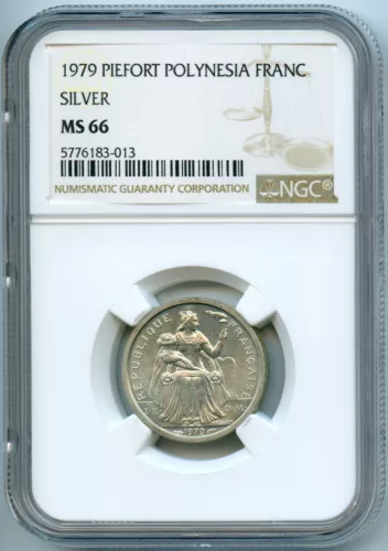 Polynesia French 1 Franc Piéfort Silver 1979 NGC Ms 66 Km# P11