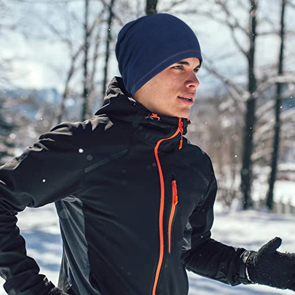 1/2 Pack Winter Beanie Hat Windproof Thin Fleece Beanie Men Women's Warm Hat Cap - Image 4 of 4