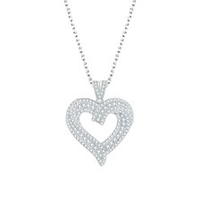 2 Ct Women's Heart Pendant Necklace in 14K White Gold Plated Solid Silver