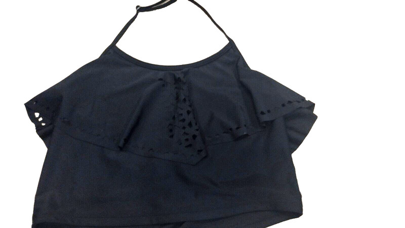 NEW CITY STREETS GIRLS BLACK TANKINI TOP ADJUSTABLE STRAPS 14 1/2 - 16 1/2 LARGE