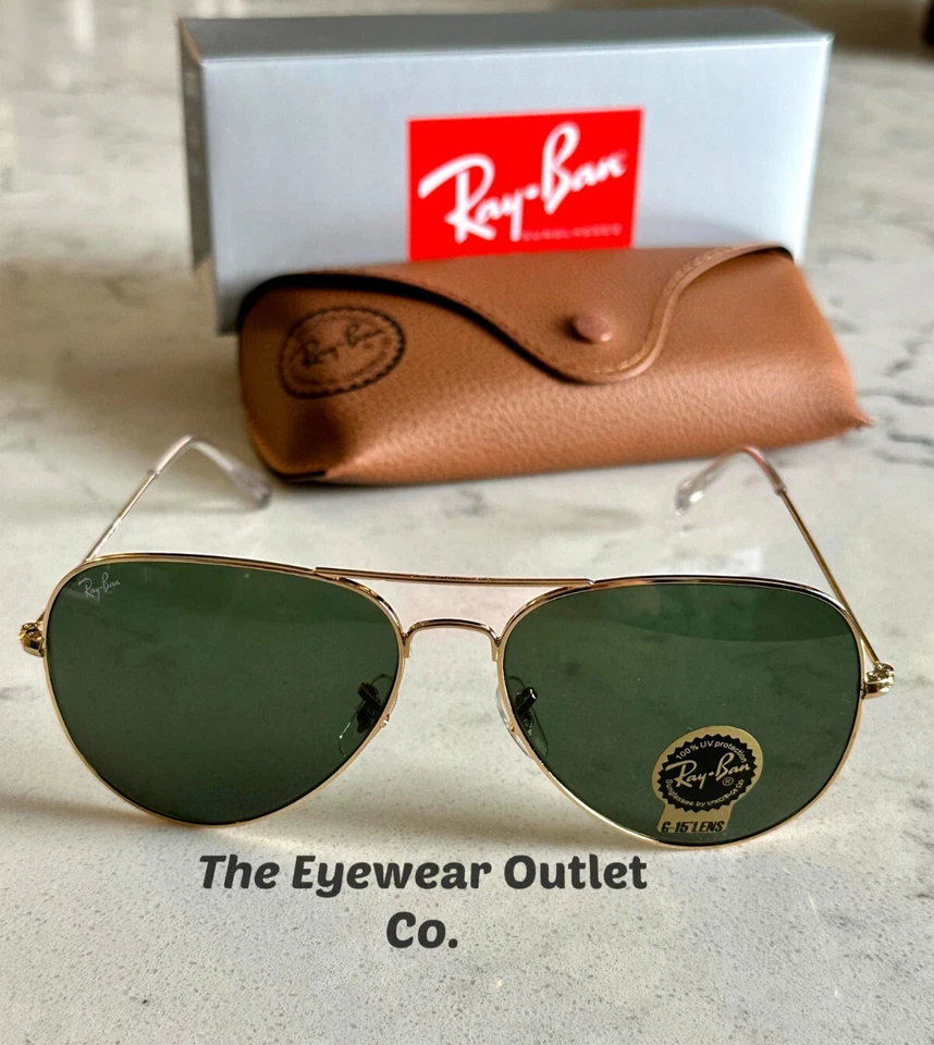 Expositor Tienda Rayban Clásico Verde G15 Lente Aviador RB3025 58/62 Hombres Mujeres Foto 2 de 4