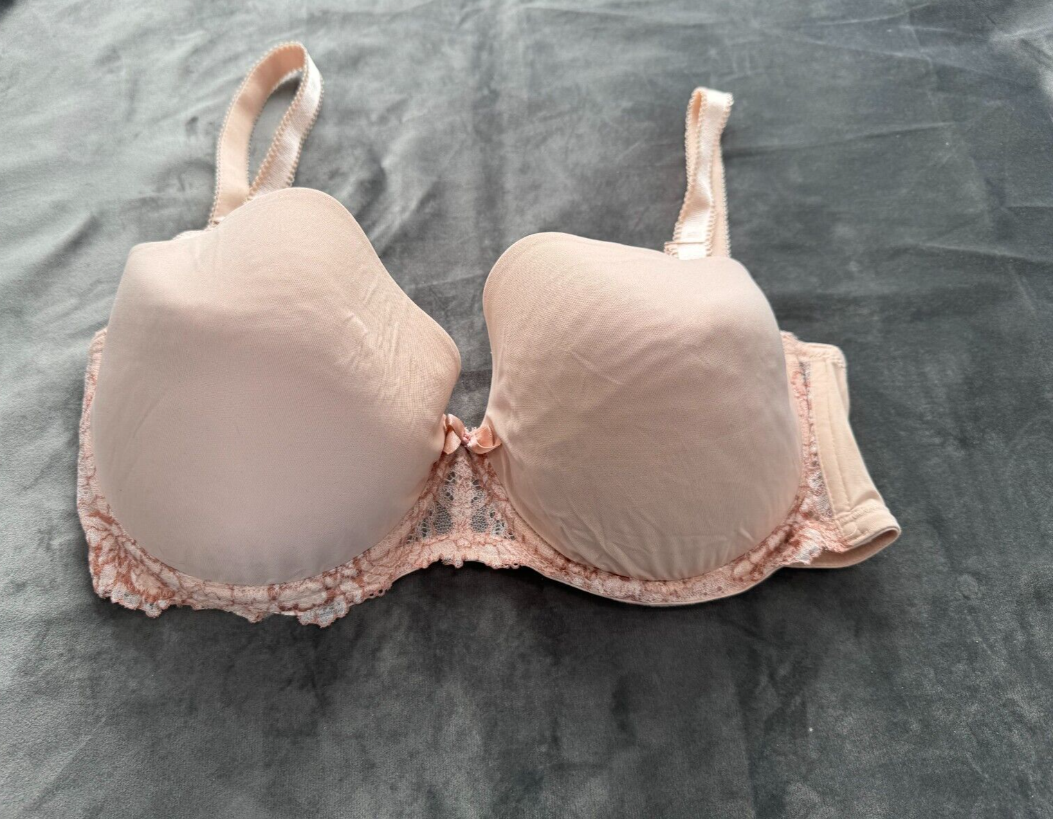 Pretty Secrets Ella Bra Underwired Soft Padded Cups Lace Strapless Size 38F Pink