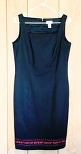 ANN TAYLOR LOFT BLACK Sleeveless BEADED EMBROIDERED LINED Dress SZ 10  Sexy