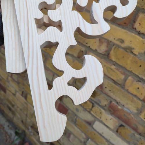 Pair Victorian Fretwork Brackets 12 1/2" x 10" Corner Gothic - Picture 7 of 8