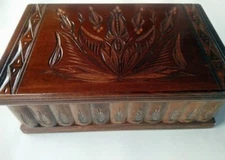 Giant jewelry puzzle box magic hidden key chocolate brown wood treasure storage