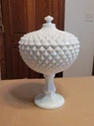 Vintage Westmoreland Milk Glass Sawtooth Diamond Covered Candy Dish Compote