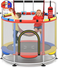 55" Trampoline for Kids, Indoor Outdoor Adjustable Toddler Trampoline with Safet