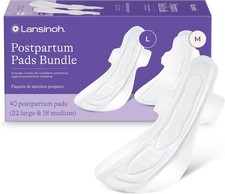 Lansinoh Postpartum Pads: 40 Count, Maxi, Heavy Absorbency, 2 Sizes