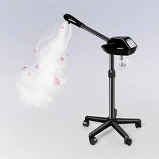 Professional Facial Steamer w/ Hot Mist Function on Wheels 360° Rotatable Nozzle