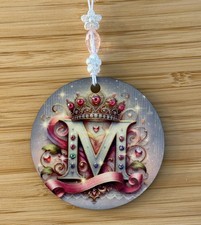 Letter M Ornament with Rhinestones Initial Monogram