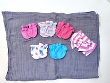 Gerber Baby Girl 5 Pack Mittens Size 0-3M Striped Bow Headband Carters Blanket