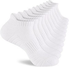 Athletic Ankle Socks Men 100 Cotton White Medium-Large Arch Support 5 Pairs