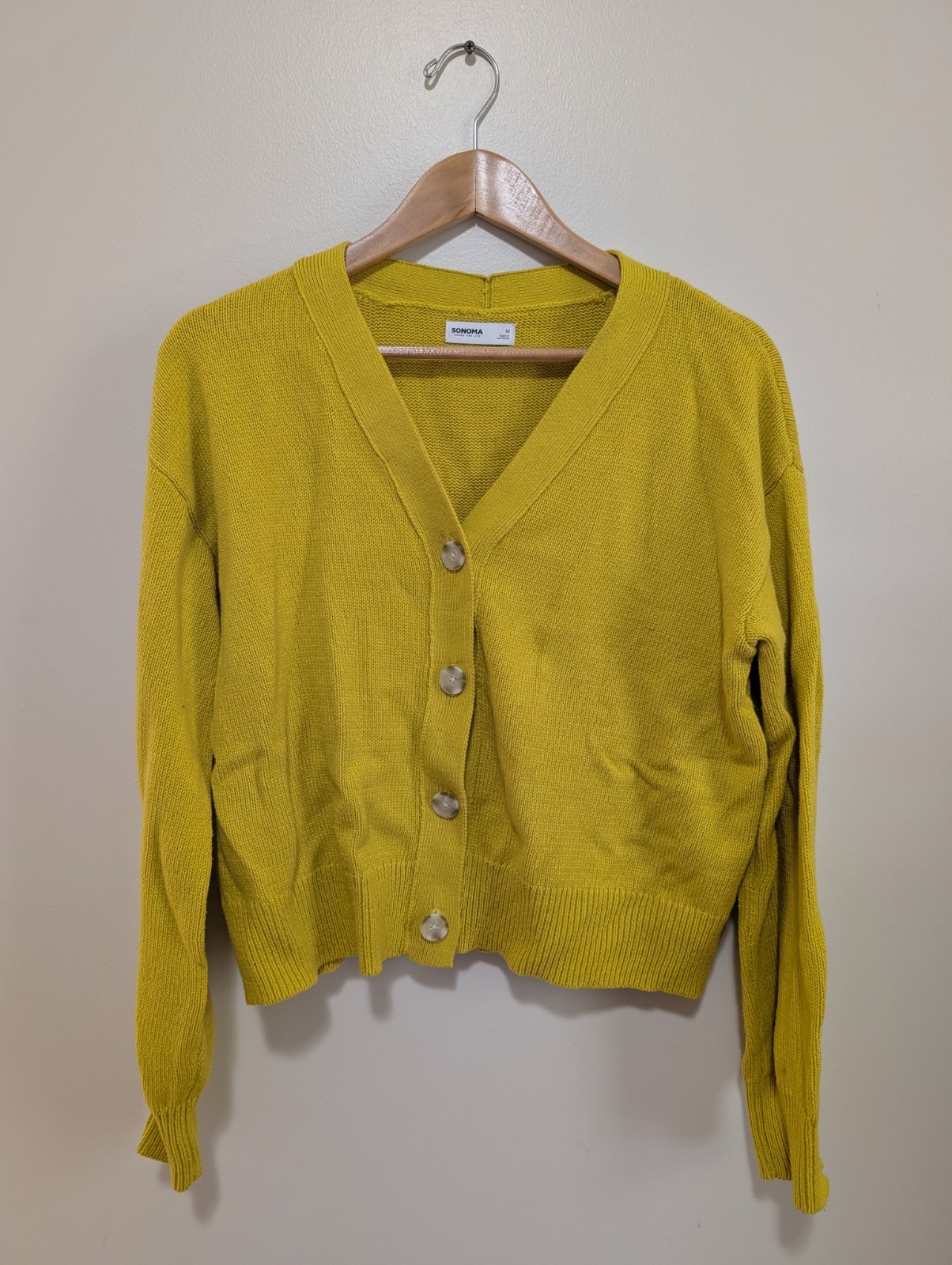 Women's Cardigan Sweater Bright Yellow Size Medium Sonoma Goods For Life Kohl's
