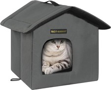 Weatherproof Insulated Outdoor Cat House with Mat Self Warming Winter Shelter