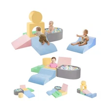 Toddler Climbing Toys Indoor, Baby Foam Climbing Blocks with Ball Pit for 1-3...