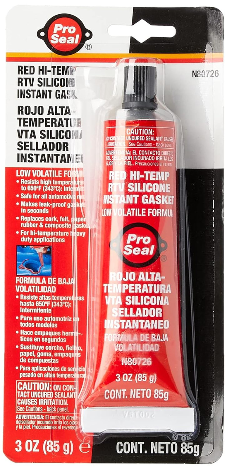 Pro-Seal RTV Silicone Sealant, 3 Oz Tube, Red (80726)