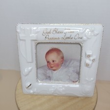 Roman, inc White Ceramic Baby Photo Frame "God Bless This Precious Little One"