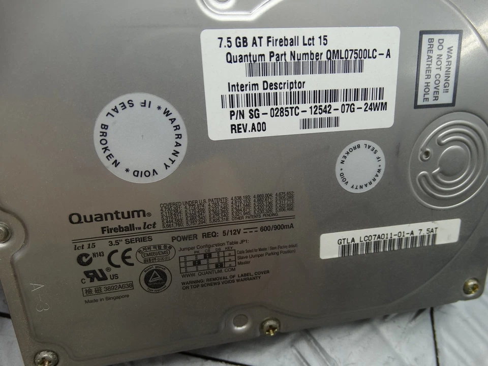 Quantum Fireball 7.5AT 7.5GB 7200RPM 3.5 IDE Hard Disk Drive LCT-15 - Image 2 of 4
