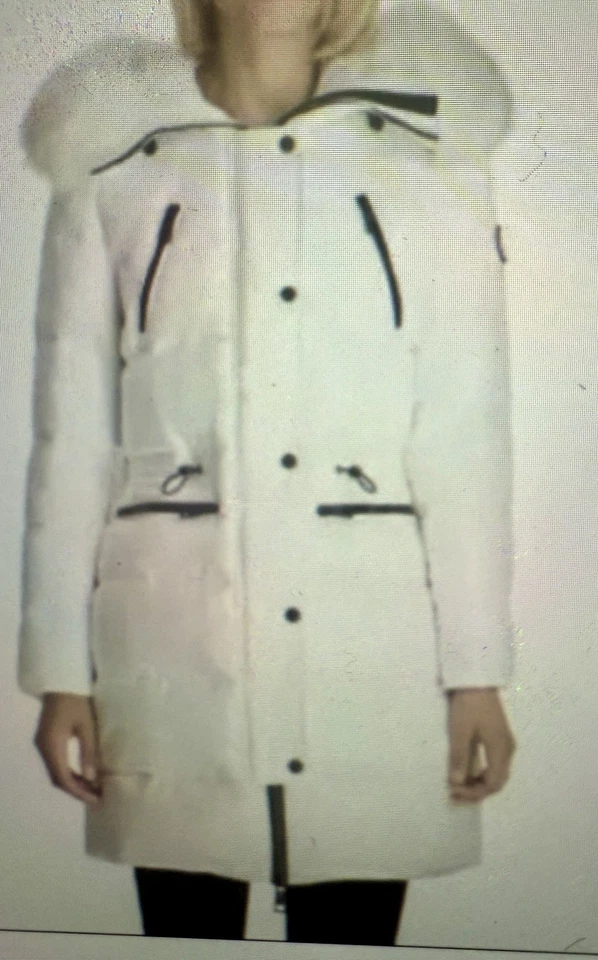 Abrigo acolchado MICHAEL Michael Kors ribete de piel sintética con capucha blanco brillante - XL Foto 2 de 4