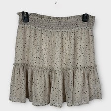 Altar d State Cream Ruffle Mini Skirt Florals Tiered Jr Medium Womens Small