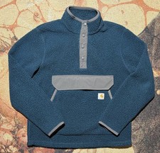 Carhartt Snap Front Fleece Pullover Relaxed Fit Dark Teal Small