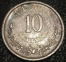 **RARE Only 57k Mint** 1892 AsL Mexico 10 Centavos Silver Coin km#403
