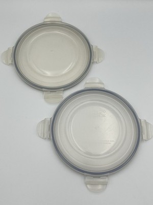 Lock & Lock Round Food Storage Container 7'' Clear Blue Seal Replacement Lot of 2