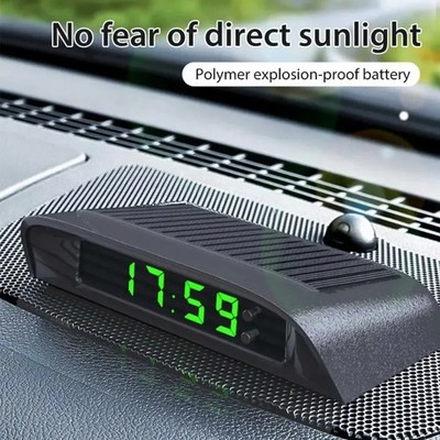 Car Clock Solar Charging Stick-On Digital Watch 24-Hour 3-level Brightness Clock