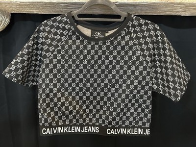 Calvin Klein Jeans MILANO - T-Shirt / Crop Top - black/white - XL - Wie Neu